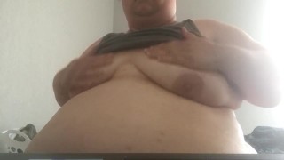 Putting lotion on my belly and tits
