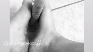 Dildo feet play on bathroom floor 
