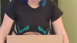 Unboxing lingerie haul with skimpy bodysuit camel toe