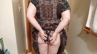 Black crotchless panties under my dress