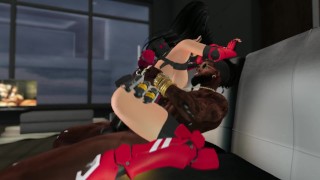Second Life - Falara riding a BBC