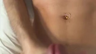 Nerdy twink 9 inch cock cumshot