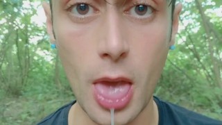 Two times cum spitting by random guys - huge thick loads leaking