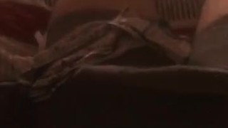 Big white cock jerking off with girls thong