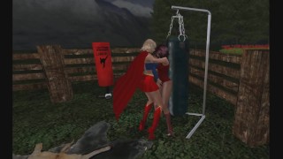 Superheroine Pantyhose Catfight: Supergirl vs Invisible Woman 