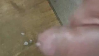 Straight guy jerking off with cum