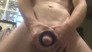 Pre shower cocksleeve quikie and cum shot