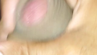 Uncut close Up big cock precum