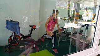 Risky Fitness at PUBLIC GYM # Sexy Ventilated sport shorts # Day 1
