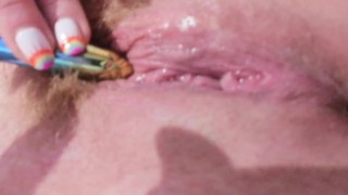 Getting my pussy dripping wet playing with my rainbow bullet