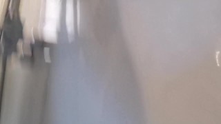 Jerking off in my shower and shooting my cum against the shower wall