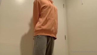Cute twinky teen Femboy strips naked and showers for you after the gym.