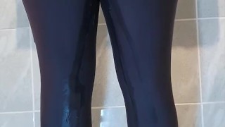 Girlfriend Pees In Her Gym Pants In Bathroom Wetting Yoga Pants