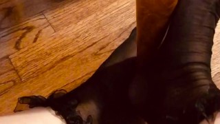 Chair Leg and Ruffled Stocking Feet 