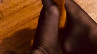 Chair Leg and Ruffled Stocking Feet 