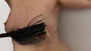 Tape Bondage and tit flogging