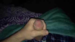 Slow Motion Cum shot! Morning rub down of my uncut cock