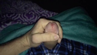 Slow Motion Cum shot! Morning rub down of my uncut cock