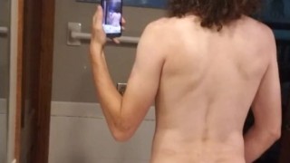 Fucking my dildo in the bathroom