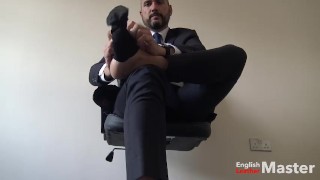 15 minutes of suited, sock, chelsea boots and huge size 12 bare foot worship preview