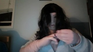 May's Night Pt3! May wearing female mask seals the deal with female silicone gloves!