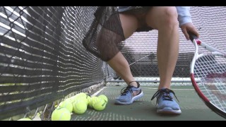 Playing tennis with no panties on.