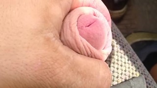 Being rough to my soft dick in public