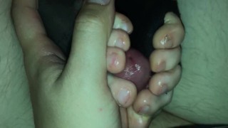 Amateur footjob #82 nylon socks with toes out ballbusting, nylon ...