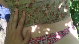 Very fast outdoor sex ends as huge creampie inside fertile pussy!