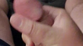 Stroking semi hard cock