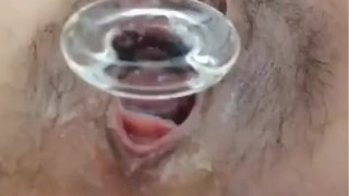 Horny Pussy Tunnel Opening After 12 Hours Plug Training , unable closure cunt hole