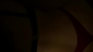 College girl gives blowjob in red thong 
