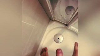Hot pissing in the shower, full bladder