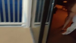 Mrs kitty flaunting it on hotel balcony on vacation