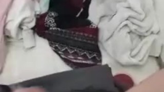 Hella cumming in the bathroom