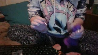Hot Redhead Plays With Needles, Piercing Fake Ear And Rubber Toys