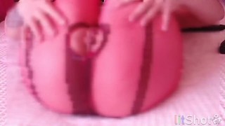 Onlyfans model show her ass in red nylons