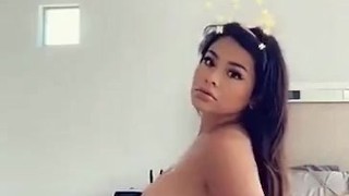 Alva Jay rubbing her naked juicy body with body lotion