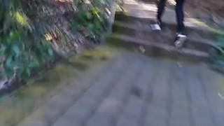 Sexy wife tight ass booty running up stairs
