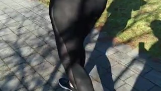 Sexy wife see thru tights bendover