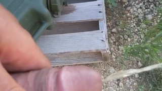 Piss out side 