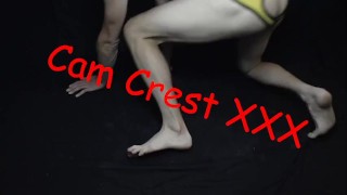 Cam Crest Spanks Himself in a Yellow Jockstrap