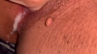 Hot creamy cum dripping down to tight little asshole ready for you to cum