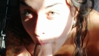 Jen returns from the gym, and her boyfriend cums on his face! (blowjob) 