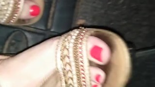 Pedal pumping in sandals hot feet