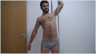 straight dominant guy working out on speedos teases and mocks you