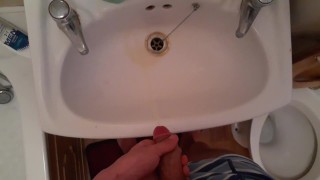 White big cock Peeing in a sink cause I want to