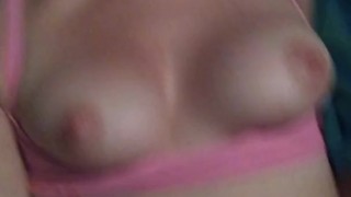 Horney girl is playing with her titties 