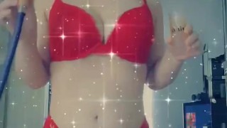 Bald bitch in lingerie taking a shot and hookah hit