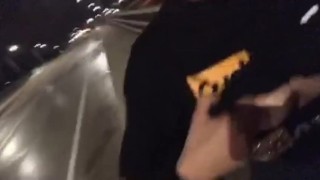 Flashing my tits on the sidewalk 